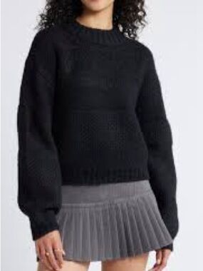 Nordstrom Black Chunky Crewneck Sweater
